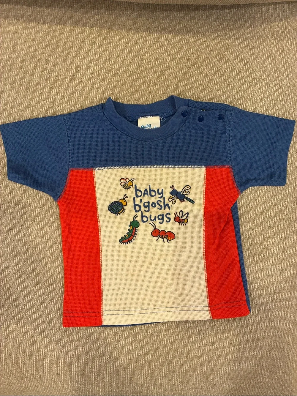 Vintage 90s Baby B’gosh Bugs Short Sleeve Waffle Baby Top